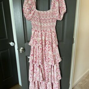 Floral Pink Maternity Maxi Dress